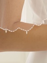 Voile bordure perlée, longueur 80/60 cm, avec cristaux 