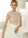 Top de mariée en dentelle à manches courtes 