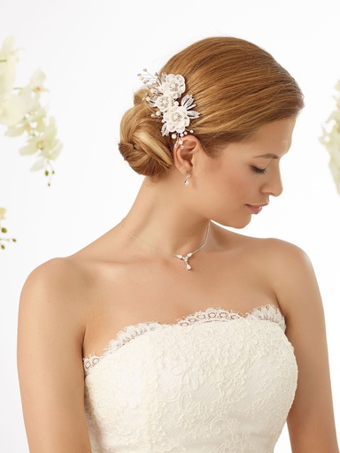 [6429] Coiffe décorée de fleurs, perles et cristaux